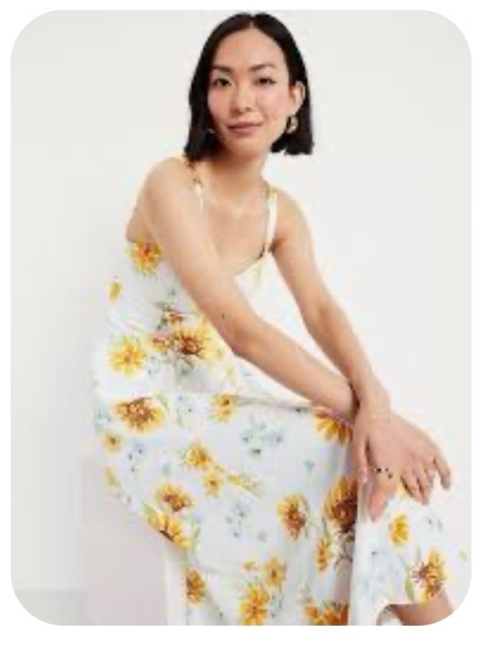 Fit and Flare Sleeveless Midi Dress with Yellow Sunflower Print